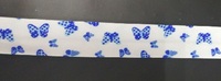 Косая бейка хлопок с бабочками синими 319-11